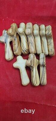 100 SMALL Pocket Holding size Comfort Crosses Made of Genuine Olive Wood Gift