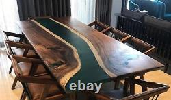 108 x 48 Wooden Epoxy Kitchen Dining table top With 28 H Iron Metal Base