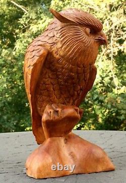 12 Large Wooden Owl Statue Hand Carved Sculpture Figurine Art Home Decor Gift