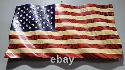 13X24 Handmade Wooden Wavy American Flag / Patriotic / Wood / 3D Art / Waving