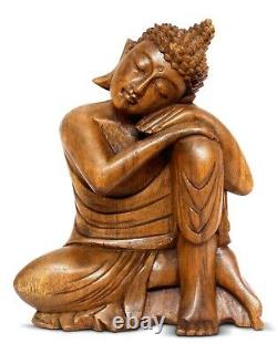 16 Large Hand Carved Wooden Sleeping Buddha Statue Resting Sitting Sculpture
