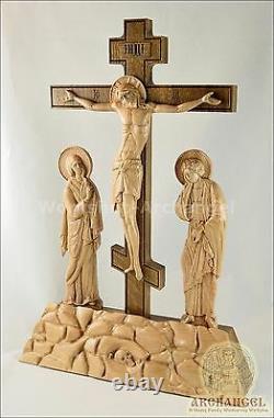 16'' Religious Table Wooden Carved Crucifix In Golgotha Calvary Gift Believe