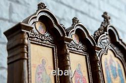 23'' Home Iconostasis Oak God Prayer Corner Orthodox Wooden Personalized Gift