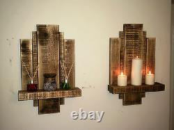 2 Medium Oak Wooden Sconces Shelf Shelves Handmade Rustic Reclaimed Furniture