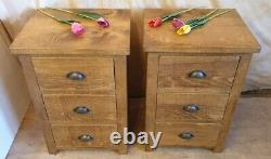2 NEW SOLID WOODEN BEDSIDE END CHESTS CABINETS RUSTIC PLANK Indigo Furniture