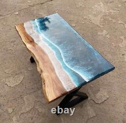 36 x 24 Epoxy Wooden Live Edge Table Top Handmade Work Furniture