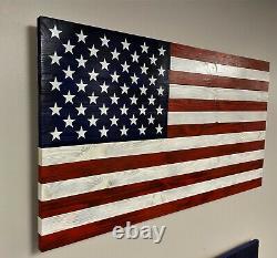 37 X 20 Handmade High Quality Wooden American Flag