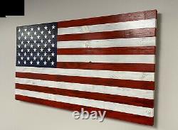 37 X 20 Handmade High Quality Wooden American Flag