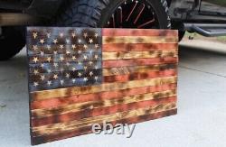 37 X 21, Hand Carved Wooden American Flag
