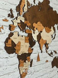 3D Wall Wooden World Map XL sz (78 x 40) with Countries States and Capitals