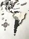 3D Wooden World Wall Map in Black and White L size 59 x 31