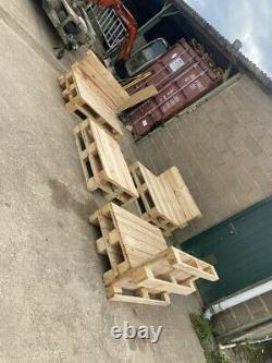 3 Handmade Natural Wood Pallet Chairs And 1 Table Garden Furniture