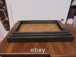 3 Wooden Rattan Serving Trays Brand New Uk Dispatch Large Tray Medium And Small