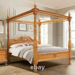 5' King four poster mahogany wooden Queen Anne chippendale canopy bed