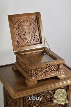 8.5 Religious Carved Wooden Reliquary Box Religious Reliquary For Church Oak