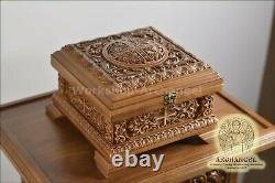 8.5 Religious Carved Wooden Reliquary Box Religious Reliquary For Church Oak