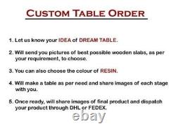 96 x 48 Epoxy Resin Wooden Dining Handmade Table Top Work Handmade Home Decor