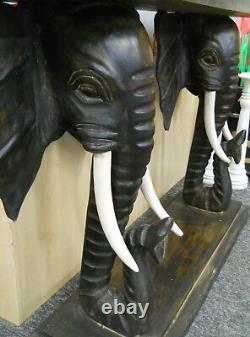 AMAZING QUALITY Wooden Site TABLE Height 92 cm shape LARGE ELEPHANT HEADS