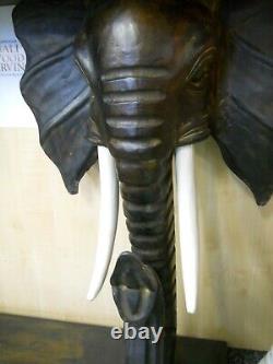 AMAZING QUALITY Wooden Site TABLE Height 92 cm shape LARGE ELEPHANT HEADS