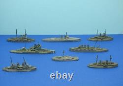 ANTIQUE WWI HAND MADE WOODEN DREADNOUGHT BATTLESHIPS x8 NICELY DETAILED C1915