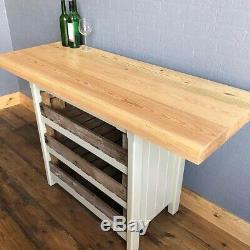 A Rustic Wooden Pine Freestanding Kitchen Island Handmade Breakfast Bar Table