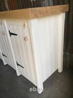 A Rustic Wooden Solid Pine Freestanding Kitchen Handmade Triple Cupboard Unit