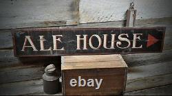 Ale House Pub Brewery Sign Rustic Hand Made Vintage Wooden Sign