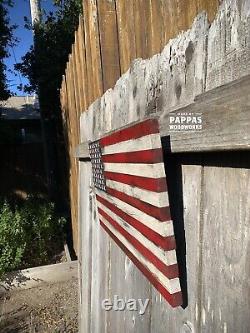American Wooden Flag 13x24 Rustic Flag, Free Shipping USA. Natural Wood Stripes #2