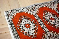 Antique 1980s Tribal Rugs, white & red, Pakistan Rugs