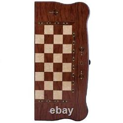 Antique Backgammon Set with checkers Handmade Wood Art Solid Wooden 20 Great Gift