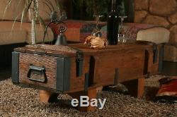 Antique Rustic Coffee Table Wooden Pine Chest Trunk Blanket Box Vintage Cottage