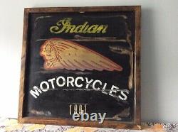 Antique Wooden Style Sign Indian Motorcycles