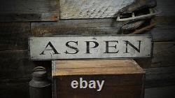 Aspen Ski Destination Wood Sign Rustic Hand Made Vintage Wooden