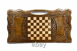 BACKGAMMON Wooden BOARD SET GAME Armenian Nardy wood chess carved HANDMADE