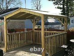 BEST WOODEN HOT TUB CANOPY-GAZEBO-OUTDOOR SHELTER, 2.6 metre Square