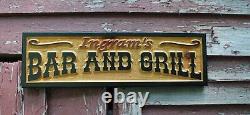 Bar and Grill Sign Custom Name Home Outdoor Carved Wooden Engraved Wood Plaque