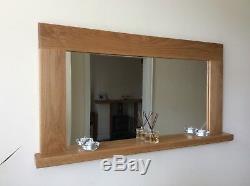 Beautiful Quality Handmade Solid Oak Wooden Mirror With Shelf