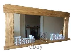 Beautiful quality handmade rustic style wooden mirror with shelf