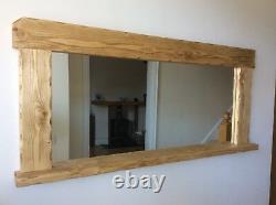 Beautiful quality handmade rustic style wooden mirror with shelf