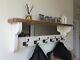 Beautiful quality handmade wooden coat hook rack with mirror and shelf