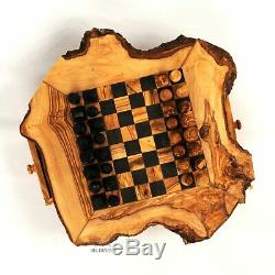 BeldiNest Olive Wood Large Chess Game Rustic Handmade- Wooden Chess Set