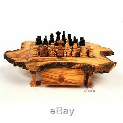 BeldiNest Olive Wood Large Chess Game Rustic Handmade- Wooden Chess Set