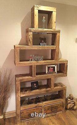 Bespoke Handmade Rustic Solid Wooden Shelving Unit / Bookcase Larger Version
