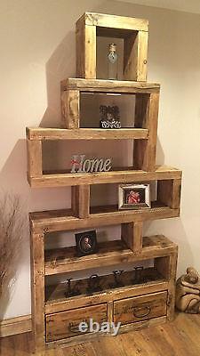 Bespoke Handmade Rustic Solid Wooden Shelving Unit / Bookcase Larger Version