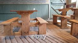 Bespoke Rustic Wooden Picnic Table Bench Garden Furniture Patio Outdoor Dining