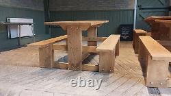 Bespoke Rustic Wooden Picnic Table Bench Garden Furniture Patio Outdoor Dining