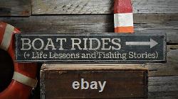 Boat Rides Fishing Stories Sign Rustic Hand Made Vintage Wooden