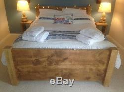 Brand New Solid Wood Rustic Chunky Super-kingsize Plank 6' Wooden Bed