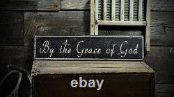 By The Grace Of God Sign Rustic Hand Made Vintage Wooden