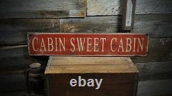 Cabin Sweet Cabin Wood Sign Rustic Hand Made Vintage Wooden